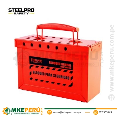 Caja de Bloqueo Grupal Roja – Steelpro