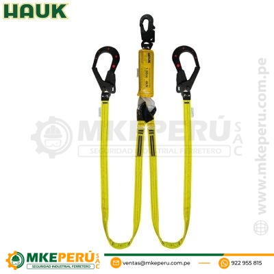 LÍNEA DE VIDA DOBLE DE 1.80 M, CON AMORTIGUADOR DIELÉCTRICO HAUK-DN2GDDD