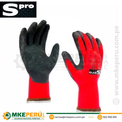 Guantes De Hilo Palma De Latex Rojo Spro