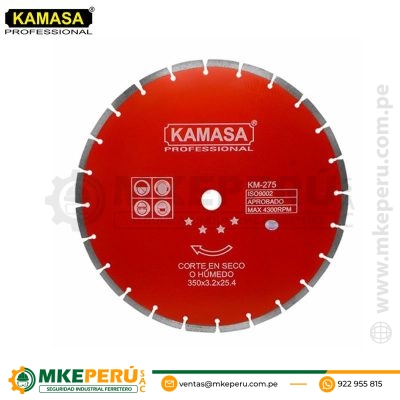 DISCO DIAMANTADO ROJO 14″ PARA CONCRETO KAMASA KM 275