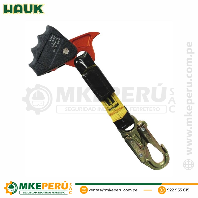 LÍNEA DE CONEXIÓN DE 0,25 M (XN025) Y FRENO FIJO PARA CUERDA DE 9 A 13 MM (FA913F) HAUK