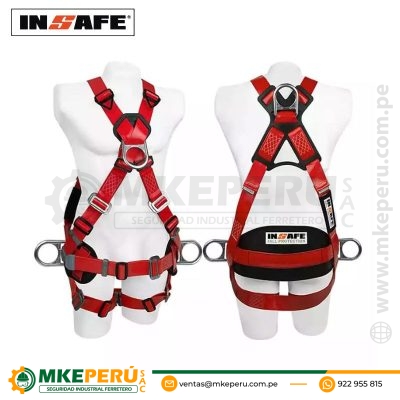 Arnés 4 Argollas En Poliuretano Y Soporte Lumbar IN 8004-1P-Insafe