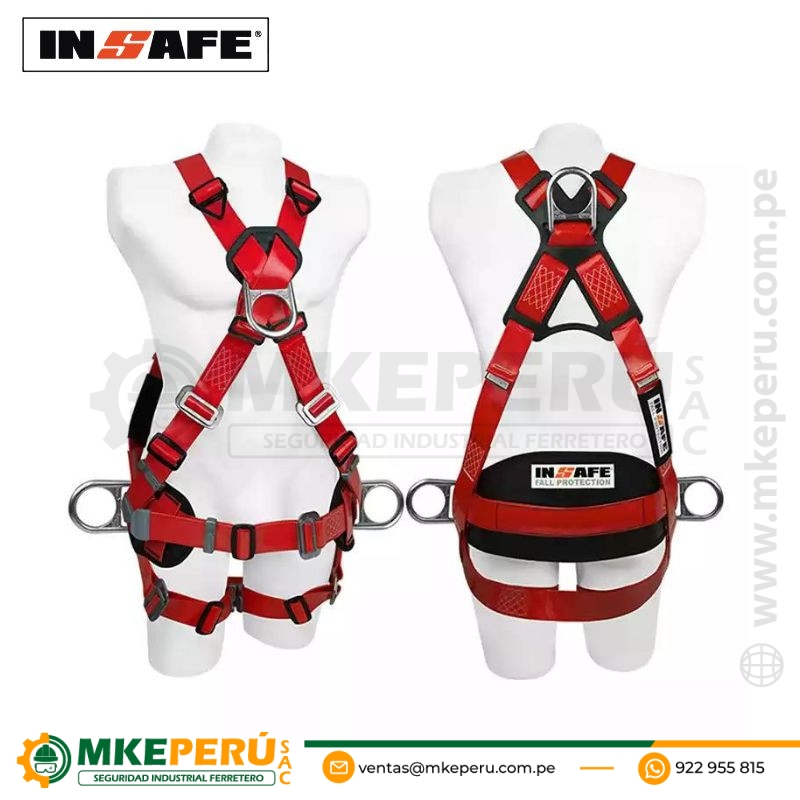 Arnés 4 Argollas En Poliuretano Y Soporte Lumbar IN 8004-1P-Insafe