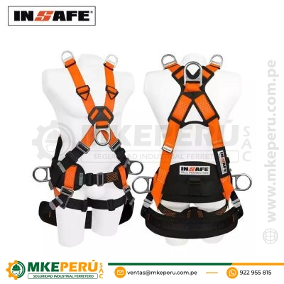 Arnés Liniero 6 Argollas con Soporte Lumbar y Asentadera IN 8006-1A-Insafe