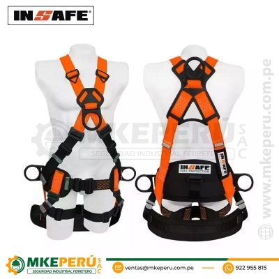 Arnés 4 Argollas Dieléctrico con Soporte Lumbar y Asentadera IN 8009-1ML-A-Insafe