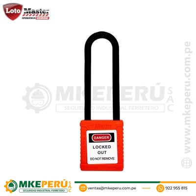 Candado de Bloqueo Dieléctrico 3″ 76mm Rojo Loto Master