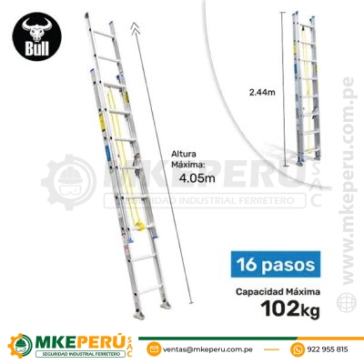 Escalera Aluminio Tipo Telescopica 102Kg