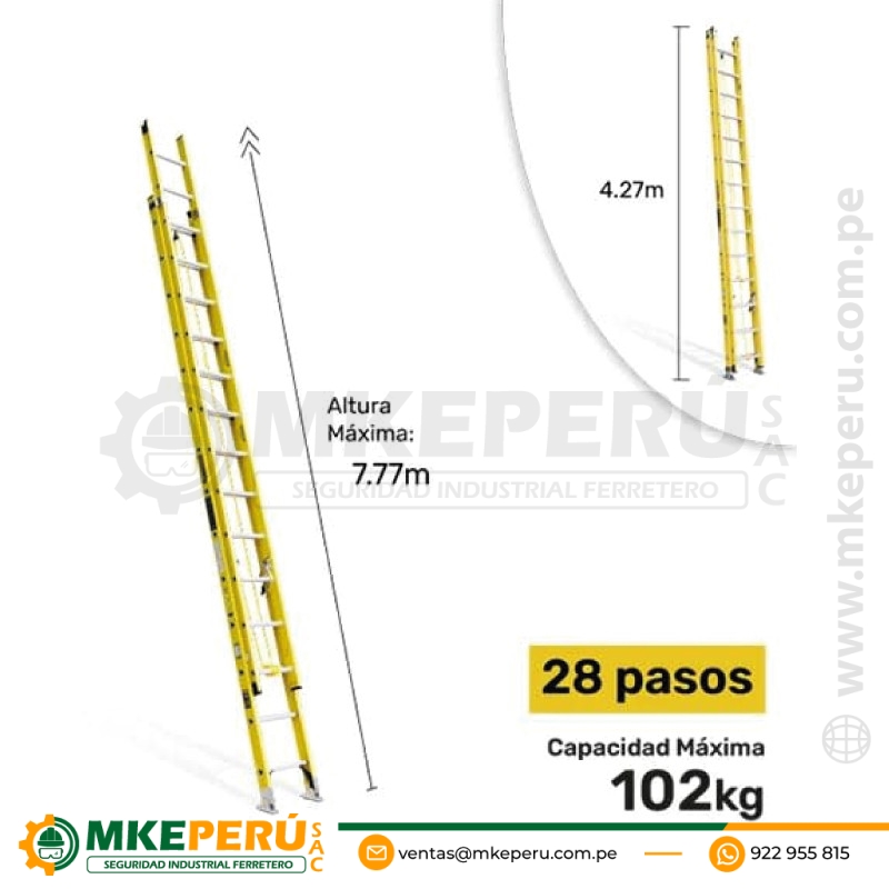 Escalera Fibra Tipo Extension 7.80M Gftt28-Ii 102Kg Gorillaz Ladder