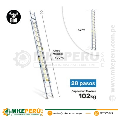 Escalera Aluminio Tipo Telescopica 28 Pasos 102Kg