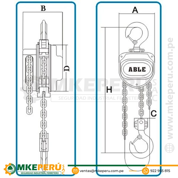 TECLE MANUAL DE CADENA ABLE-0.50TON - Imagen 3