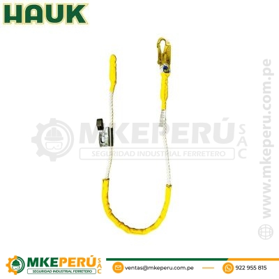 LÍNEA DE CONEXIÓN, DE 1.80 M, DE CABO 5/8″, CON 1 GANCHO DE 3/4″ Y FRENO FIJO CON MOSQUETÓN-HAUK XC0PFCF18