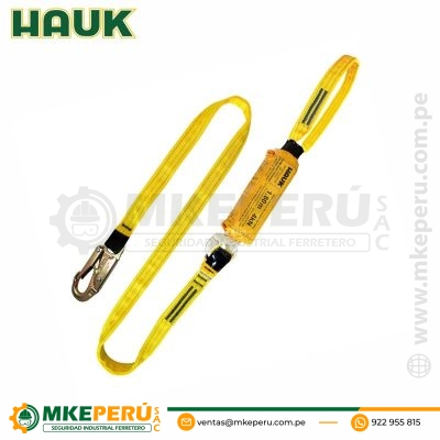 Línea De Vida/Conexión De 1.80 M, Con Amortiguador De Caída Factor 1, Un Anillo De Cinta Poliéster Y Un Gancho 3/4″ De 1.8 M Hauk DN1PD