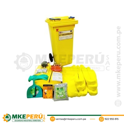 Kit Antiderrame Contenedor 120L para Químicos, KIT120LQ